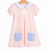 Pocket Petals Embroidered Dress, Pink