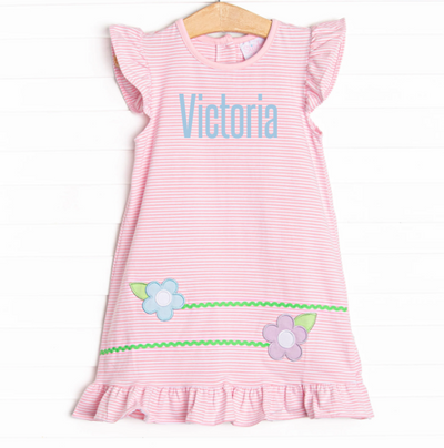 Very Sweet Vines Applique Dress, Pink