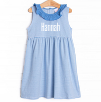 Hannah Dress, Medium Blue Stripe