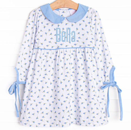 Berry Blue Buds Dress, Blue