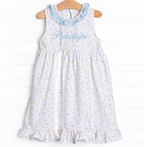 Penelope Petals Sleeveless Dress, Blue