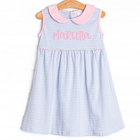 Marcella Pima Dress, Blue Stripe