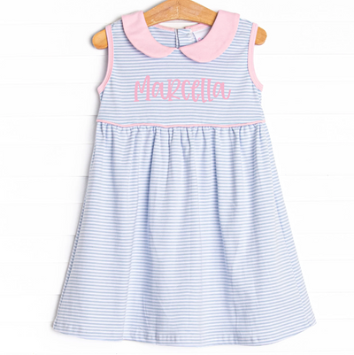 Marcella Pima Dress, Blue Stripe
