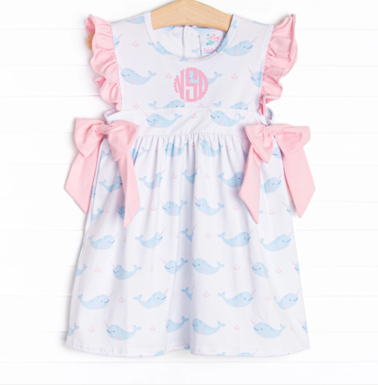 Nellie Narwhal Side Tie Dress, Blue