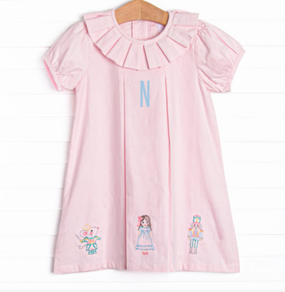 Night at the Nutcracker Embroidered Dress, Pink