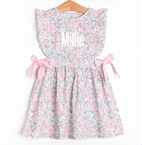millie pink dress Millie" Dress Pink Pink Mini Dress with Buttons & Ruffles