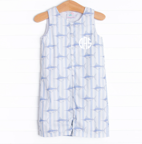 Day At Sea Short Romper, Blue