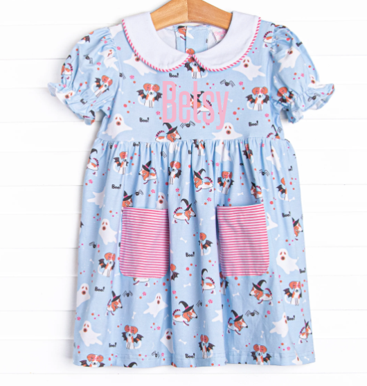Boos and Barks Dress, Blue