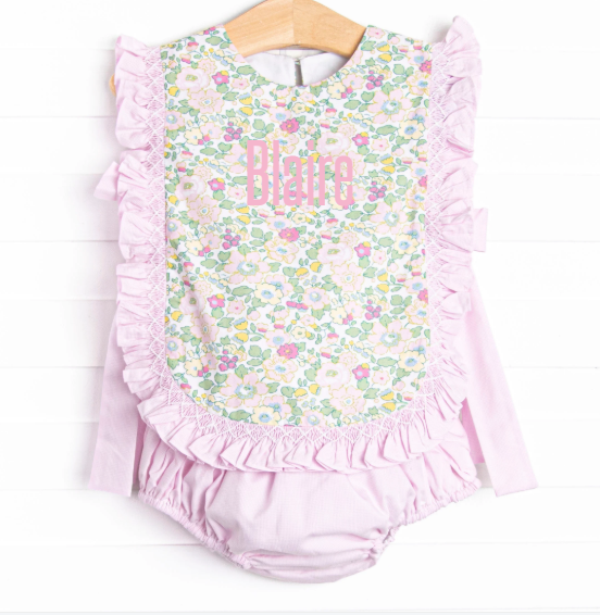 Bleu: Briar Smocked Diaper Set, Pink