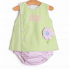 Fresh Air Flowers Applique Diaper Set, Green