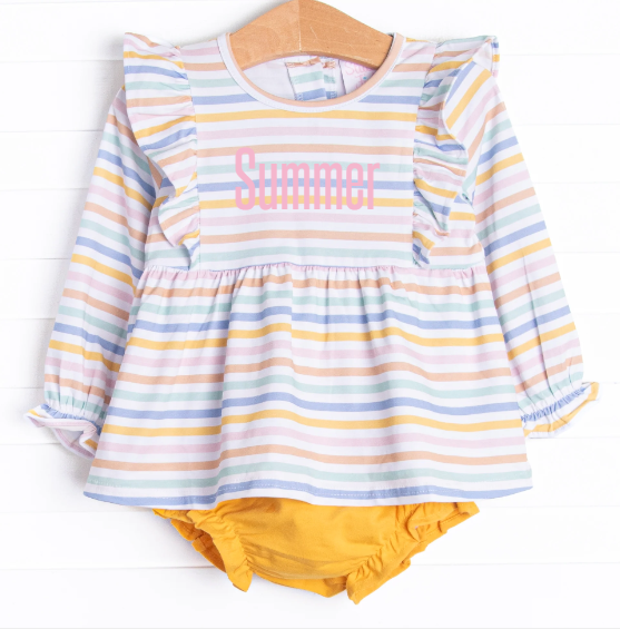 Sunset Stripes Diaper Set, Yellow