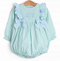 Garden Mint Gingham Girl Bubble, Green