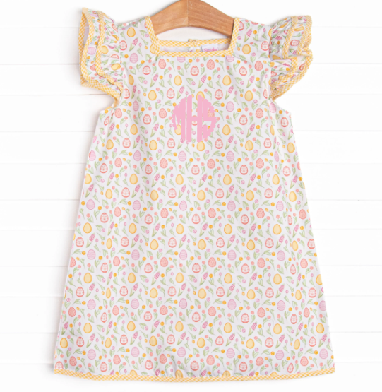 Sunday Sunshine Dress, Yellow Stitchy Fish Sunday Sunshine Dress, Yellow Stitchy Fish