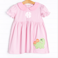 Prehistoric Pumpkins Applique Dress, Pink