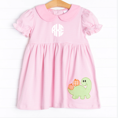 Prehistoric Pumpkins Applique Dress, Pink