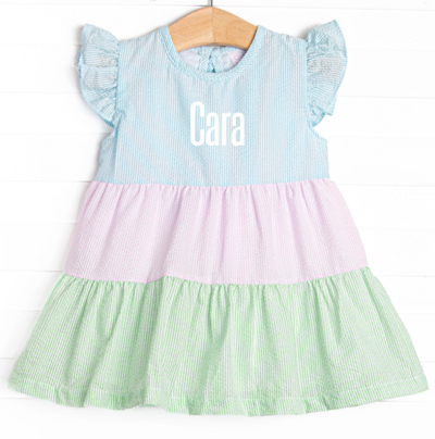Coral Reef Color Block Dress, Green