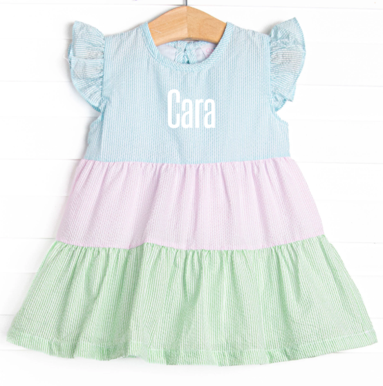 Coral Reef Color Block Dress, Green