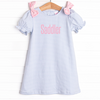 Saddler Pima Dress, Pink and Light Blue Stripe