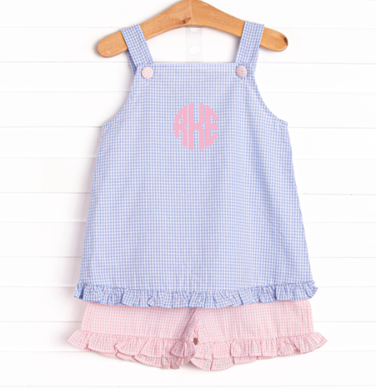 Summer Blues Ruffle Short Set, Blue
