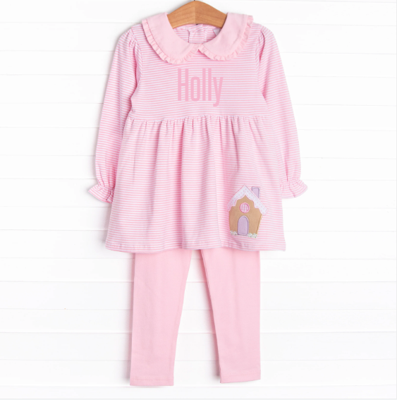 Holiday Hideaway Applique Legging Set, Pink