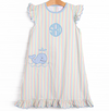 Rainbow Waves Applique Dress, Blue