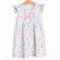 Alphabet Knit Dress, Blue