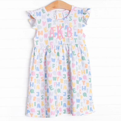 Alphabet Knit Dress, Blue
