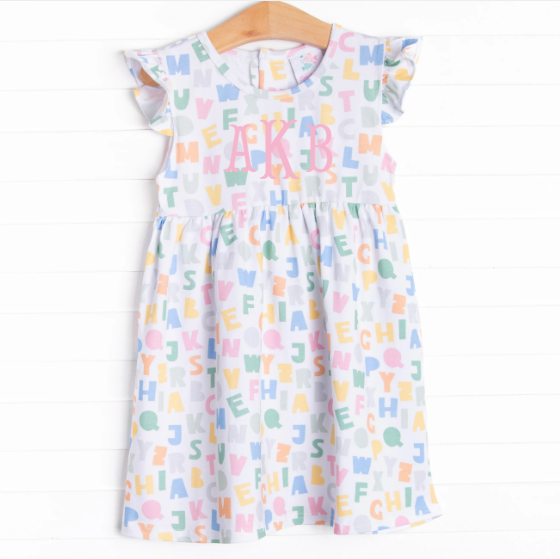 Alphabet Knit Dress, Blue