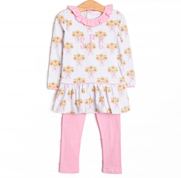 Here Comes the Sunflower Legging Set, Pink