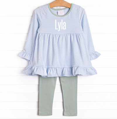 Lyla Legging Set, Light Blue Stripe