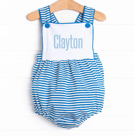 Clayton Sunsuit, Persian Blue Stripe