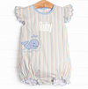 Rainbow Waves Applique Flutter Sleeve Bubble, Blue