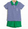 Levi Short Set, Green and Royal Blue Stripe