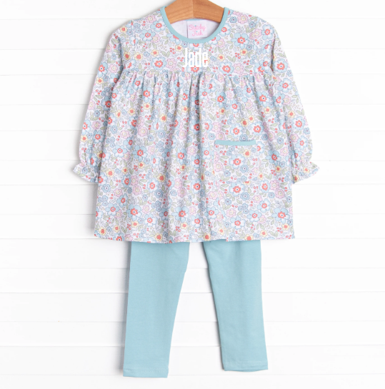 Kaleidoscopic Blossom Legging Set, Blue