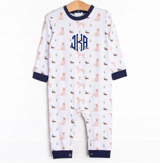 Waddles and Wags Long Romper, Navy