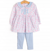 Poppy Petals Legging Set, Blue