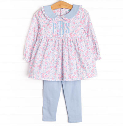 Poppy Petals Legging Set, Blue