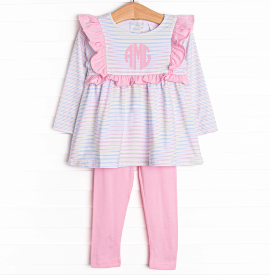 Striped Delight Legging Set, Pink