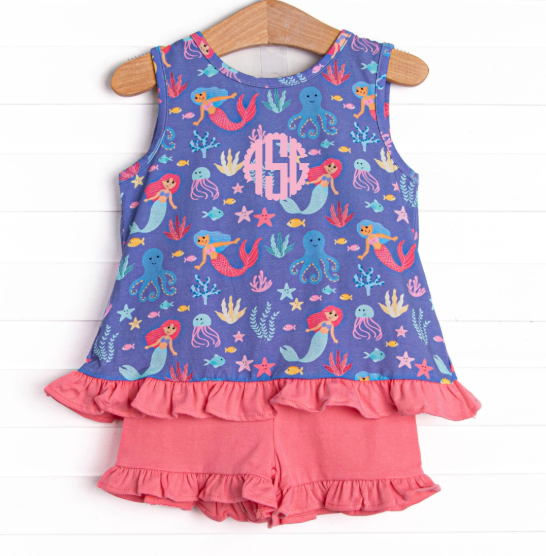 Under the Sea Adventures Ruffle Short Set, Purple