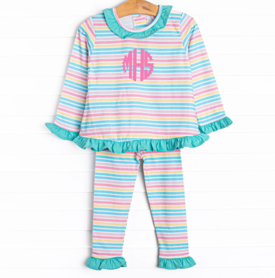 Jumping for Joy Ruffle Pant Set, Green