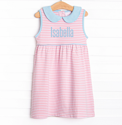 pink and blue striped dress Girl's Isabella Stripe in Blue/Pink Stripe size 24M Hydrofera Blue Ready Antibacterial short sleeves cat:newtosale Length/Linen:Lined bottom only