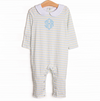 Silly Stripes Romper, Blue