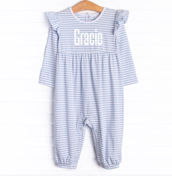 Gracie Romper, Blue Stripe