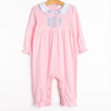 Beautiful Bows Embroidered Romper, Pink