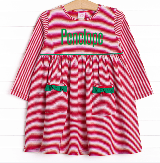 Peppermint Stripes Pocket Dress, Red Stitchy Fish Peppermint Stripes Pocket Dress, Red Stitchy Fish