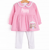Mare-Go-Round Applique Legging Set, Pink