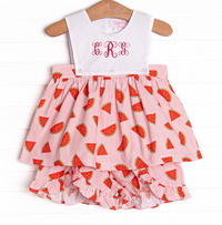 Sliced and Striped Ruffle Short Set, Pink