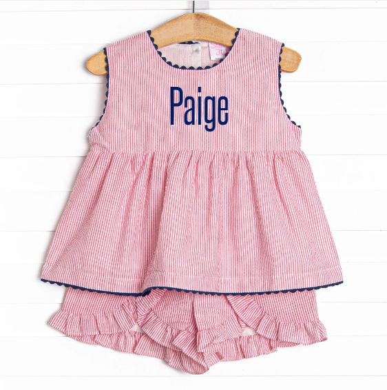 Proudly Patriotic Ruffle Short Set, Red