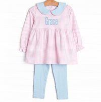 Grace Gingham Legging Set, Pink