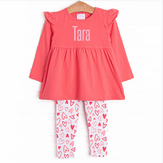 Tara Hearts Tunic Set, Pink